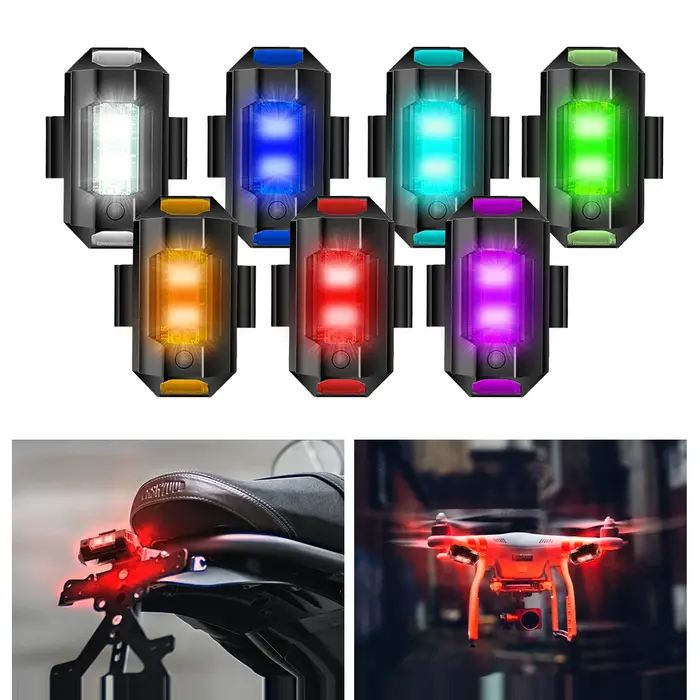 Lumières stroboscopiques universelles à LED pour moto, anti-collision, lumière iodée avec chargement