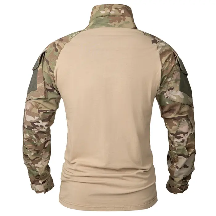 Chemise tactique de Camouflage pour hommes, t-shirt de Combat à manches longues avec fermeture éclai