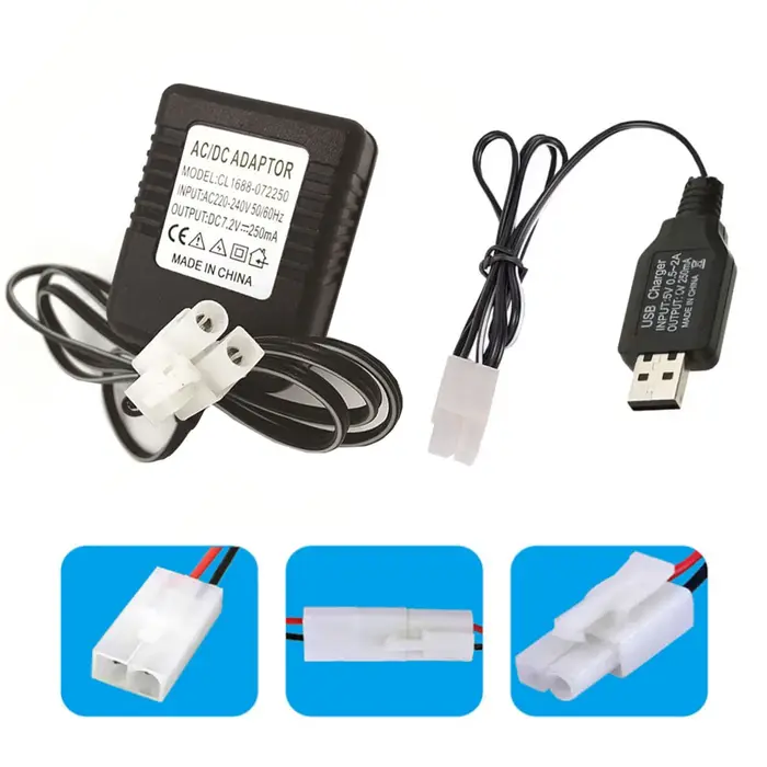 Chargeur d'alimentation 7.2V 9.6V 2 broches pour jouet RC, pour batterie NiCd NiMH 220-240V, prise u