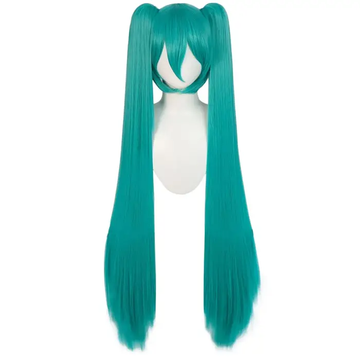 Perruque synthétique longue à Double Clip, queue de cheval Hatsune Miku, Costume pour femmes et fill