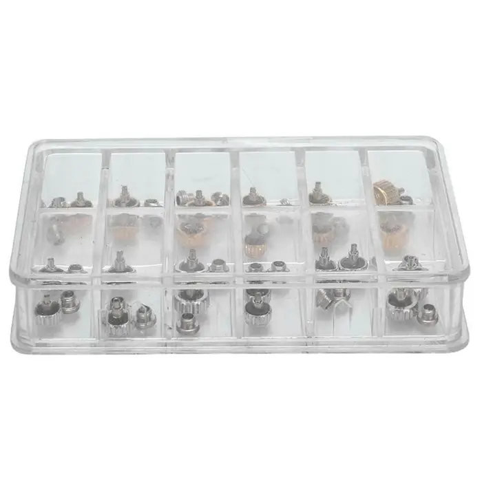 Couronnes de montre étanches, outils de réparation de remplacement assortis avec boîte, 48 pièces