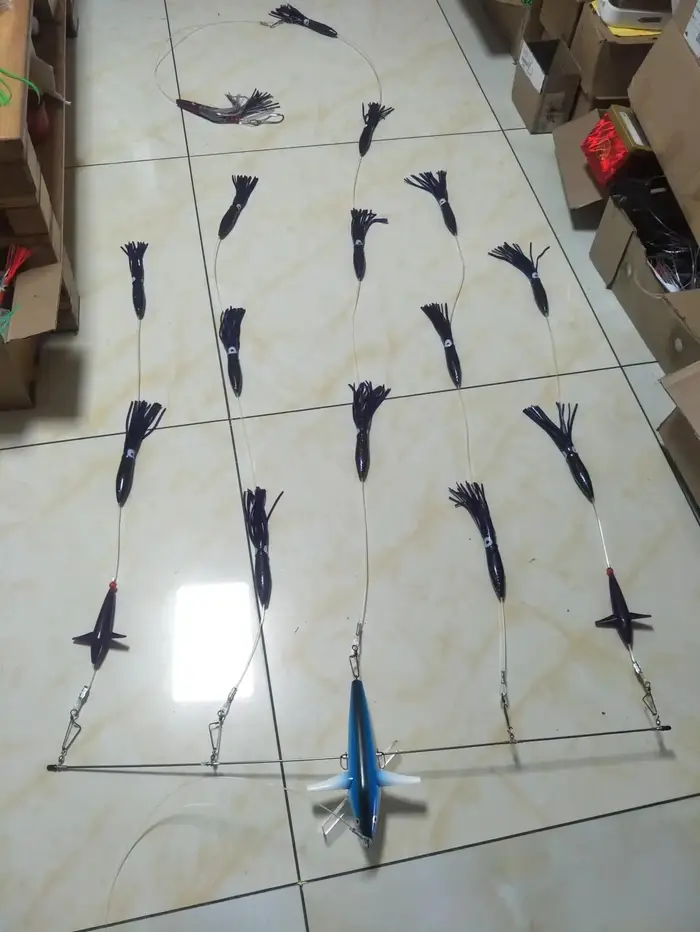 Marlin thon Teaser Bird Splashbar SpreaderBars avec 9 "Premium Leurres, 36" Tianium Nickel Alliage, 