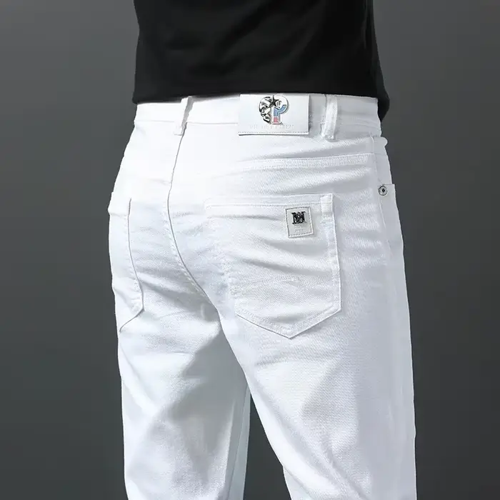2025 printemps été nouveau 98% coton hommes Slim jean droit décontracté mode crayon pantalon haute q