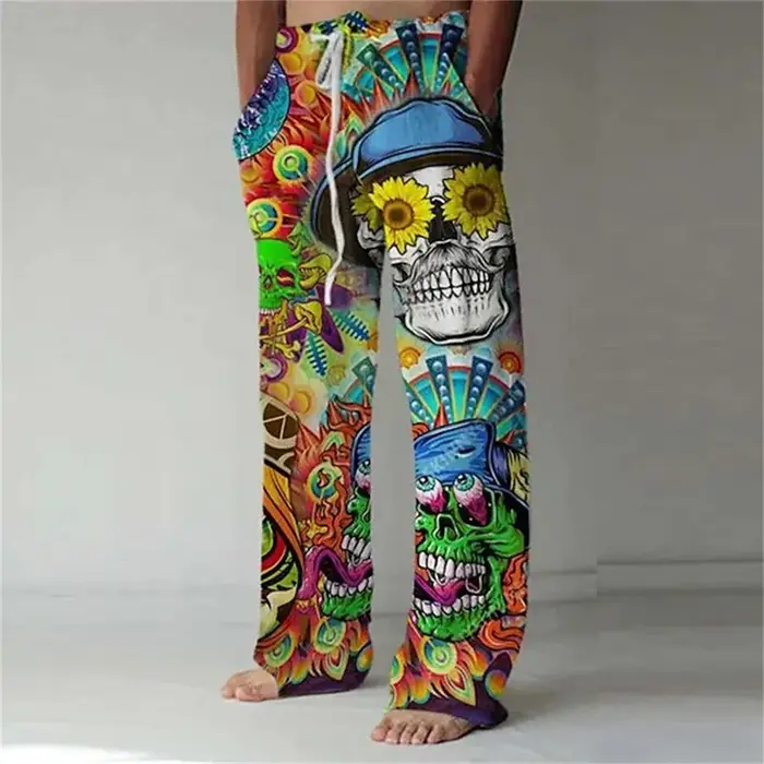 Pantalon large pour homme imprimé en 3D style hip-hop, pantalon pour homme imprimé tendance, confort