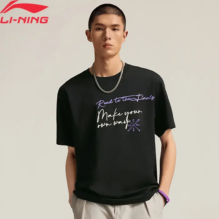 Li-ning hommes Wade sport T-shirts 49% Polyester 46% coton 5% élasthanne coupe ample doublure confor