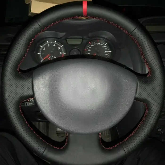Juste de Volant de Voiture Cousue à la Main en Cuir Artificiel Noir, pour Renault Megane 2 2003-2008