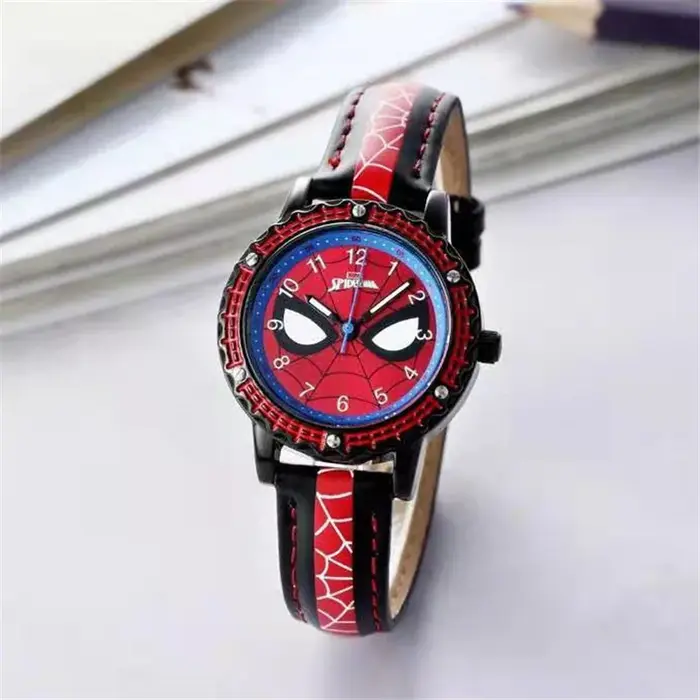 Montre de dessin animé pour enfants, horloge pour élèves du primaire, Spiderman, montre à Quartz, po