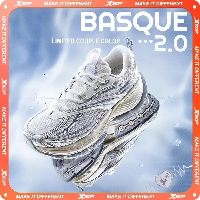 Xtep Basque 2.0 chaussures décontractées pour hommes 2025 été confortable hauteur augmentant maille 