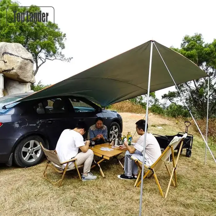 SUV, Auvent latéral pour voiture, bâche imperméable avec poteau, cordes, piquets et ancre à ventouse