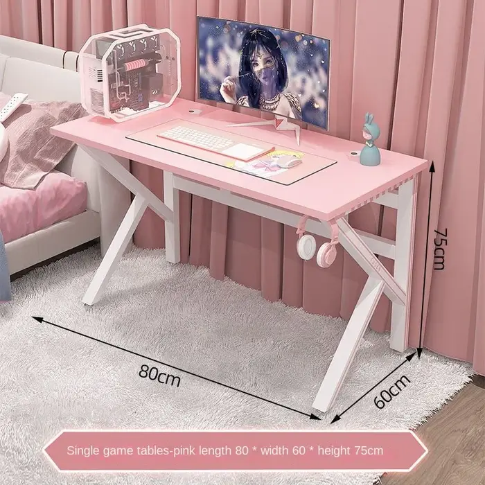 Bureau de jeu rose pour filles, robuste, blanc, mignon, jeu en famille, ordinateur en direct, pour c