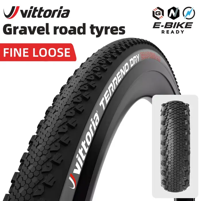 Pneu de vélo Vittoria TERRENO DRY sans chambre à air 700 X 33C/37C/40C pour vélo de gravier, haute endurance pour le cyclisme longue distance