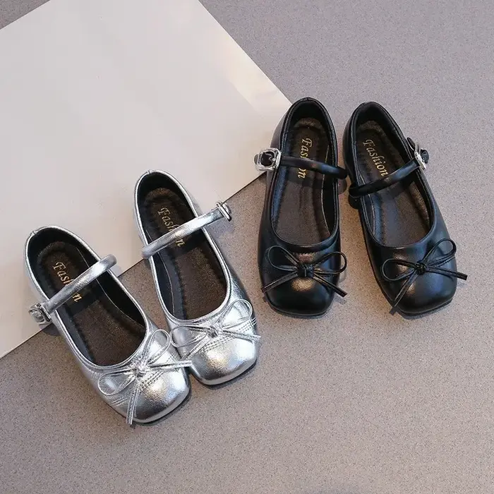 Chaussures de princesse en cuir pour filles, Mary Janes, simples, classiques, avec nœud papillon, Ch