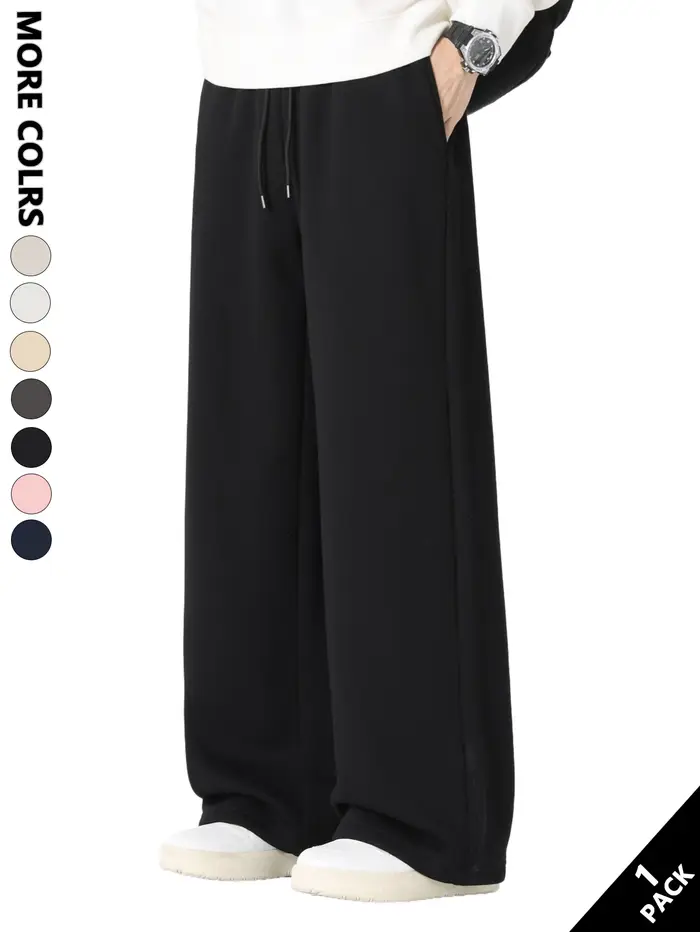 Pantalons décontractés de couleur unie pour hommes, confortables et respirants, jambe droite pour un