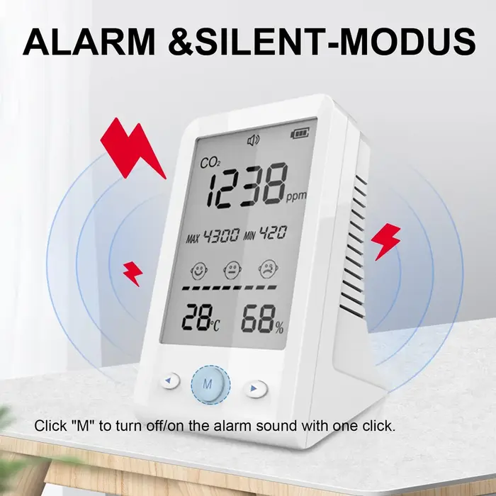 NDIR Co2 mètre alarme température humidité détecteur 3 en 1 moniteur de qualité de l'air analyseur d