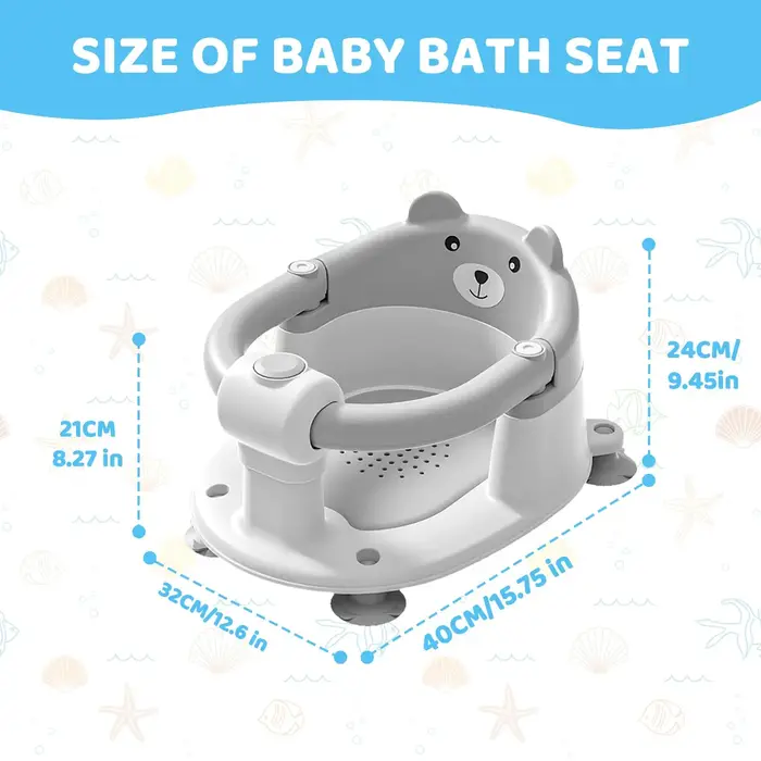 Siège de bain pour bébé de 6 mois, adorable chaise de bain antidérapante en forme d'ours pour bébé, 
