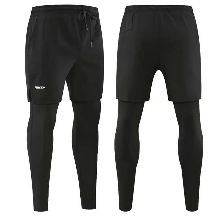 Pantalons de course pour hommes collants de Sport de Compression 2 en 1 Leggings de Fitness à séchag