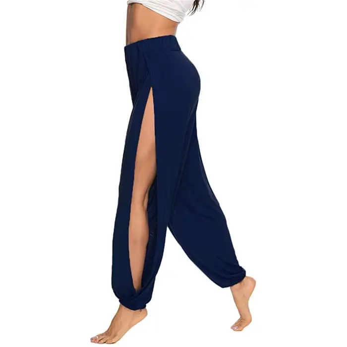 Pantalon yoga femme haute fente mode décontracté - Taille élastique Harlan pour un style hippy