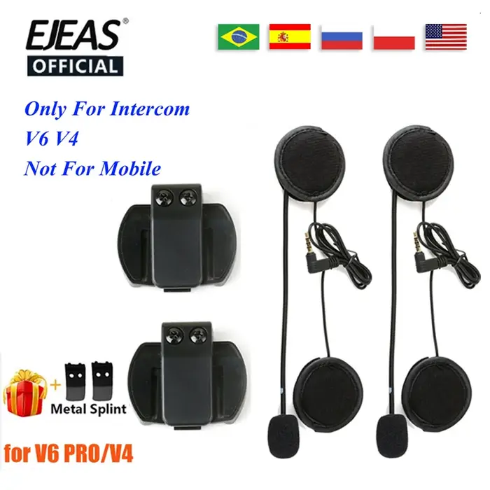 Accessoire pour EJEAS V6 PRO casque Interphone Clip 3.5mm Microphone haut-parleur casque pour Vnetph