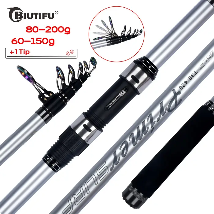 BIUTIFU canne à pêche télescopique Surf one-two 3.9/4.2/4.5/5.0/5.3m 30T puissance de filature en ca