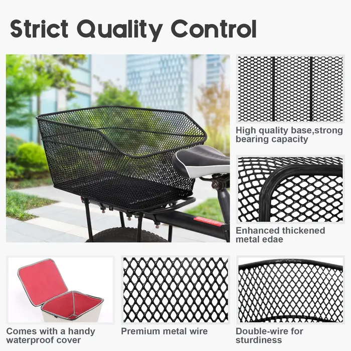 Panier de vélo en métal robuste grande capacité résistant à haute charge arrière pour transport quotidien et loisirs outdoor