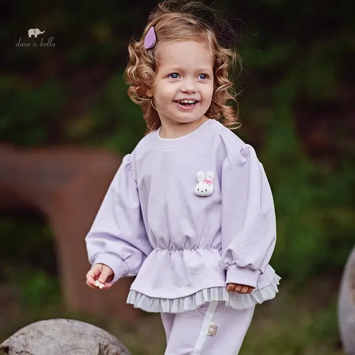 Dave Bella enfants costume 2025 nouveau printemps filles deux pièces ensemble jupe haut pantalon éva
