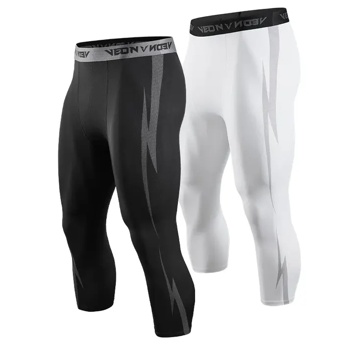 Leggings de musculation athlétiques compression 3/4 - Respirants, séchage rapide pour course et entraînement