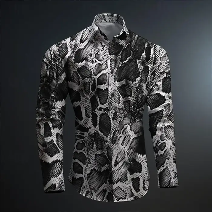 Chemise imprimée en peau de serpent pour hommes, nouveau modèle Animal imprimé en 3D, athloisir, rue