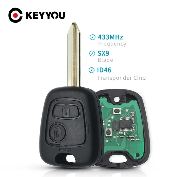EllYYOU-Clé de voiture à distance pour cristaux, 433MHz, puce ID46, Saxo, Picasso, Xsara, Berlingo, 
