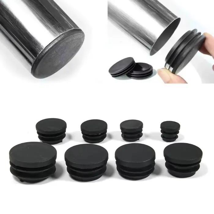 Bouchon de trou rond en acier, 4 pièces, bouchon d'extrémité d'insertion de tuyau en plastique, couv