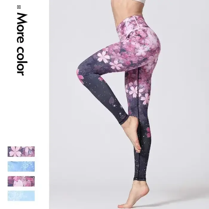 Pantalon de Yoga pour femmes, Leggings de sport, taille haute, à fleurs, collants Push Up, entraîneu