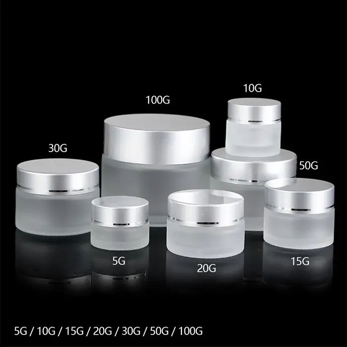 Bouteilles d'onguent rechargeables en verre givré, Pot cosmétique vide, conteneur de crème pour le v