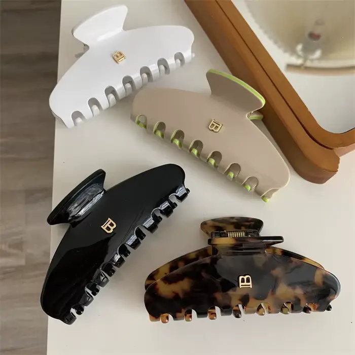 1/2/4 pièces nouvelle pince à cheveux en feuille d'acétate, pince à requin lettre, accessoire bandea