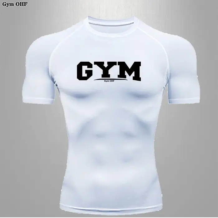 T-shirt compression homme été - Haut sport technique séchage rapide pour entraînement extérieur running