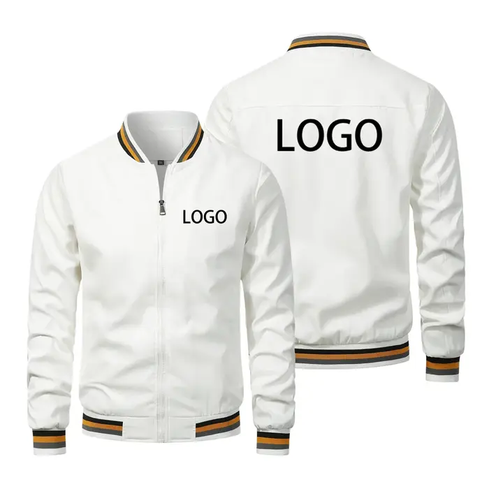 Logo personnalisé hommes vestes marque printemps automne coupe-vent impression manteau à glissière c