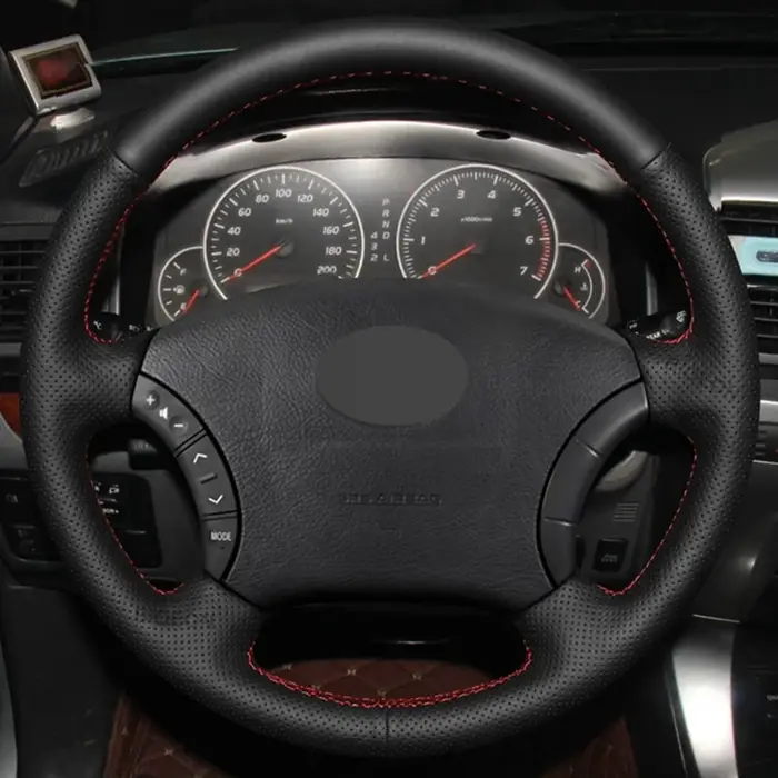 Housse de volant en Faux cuir noir, accessoires de voiture, bricolage, pour Toyota Land Cruiser Prad