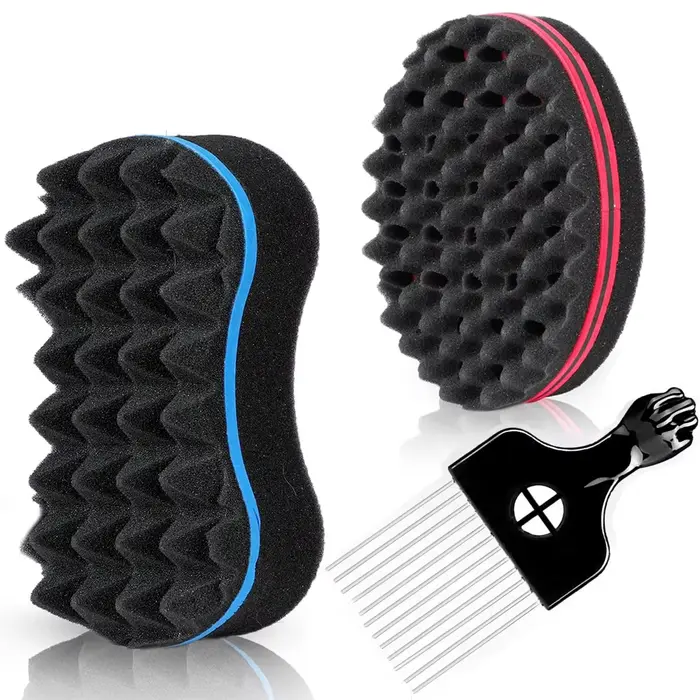 Ensemble d'éponges à cheveux torsadées magiques 3 pièces/ensemble, brosse éponge à gros trous pour c