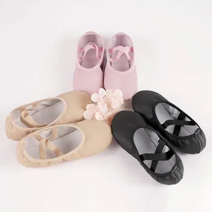 Chaussures de Ballet en PU pour petites filles, chaussures de danse pour enfants, ballerines en cuir