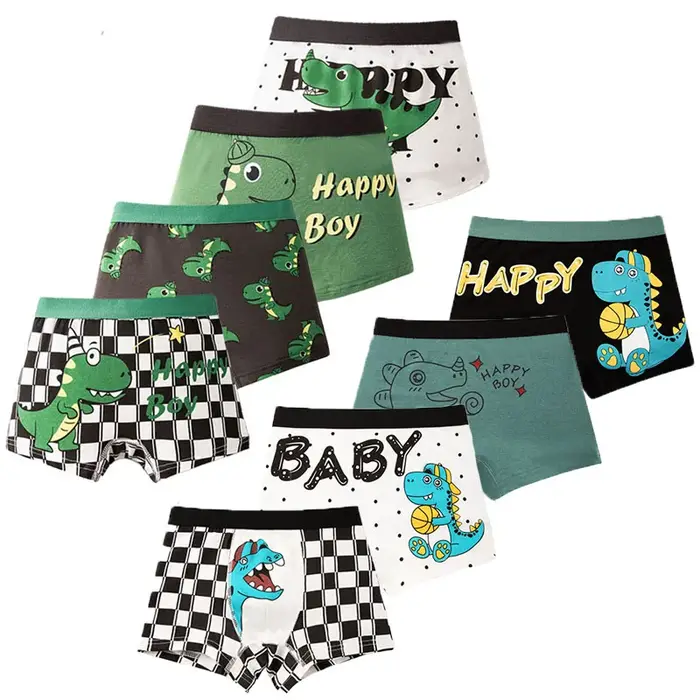 Lot de boxers en coton pour garçons, motif dinosaure, Style Athflow, sous-vêtements respirants pour 