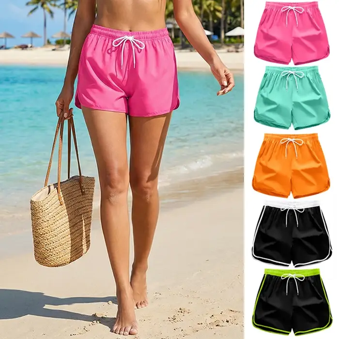 Short de plage pour femmes, vacances d'été, décontracté, séchage rapide, avec ourlet fendu, vêtement
