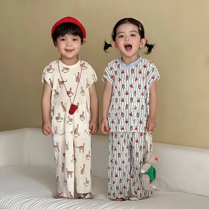 MILANCEL – ensemble de vêtements d'été pour enfants de 1 à 10 ans, T-shirt + short à motif d'ours de