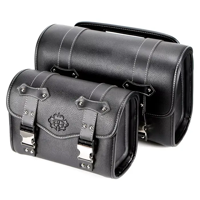 Sacoches de moto universelles, sac de fourche, pochette de bagage en cuir PU, sac à outils latéral, 