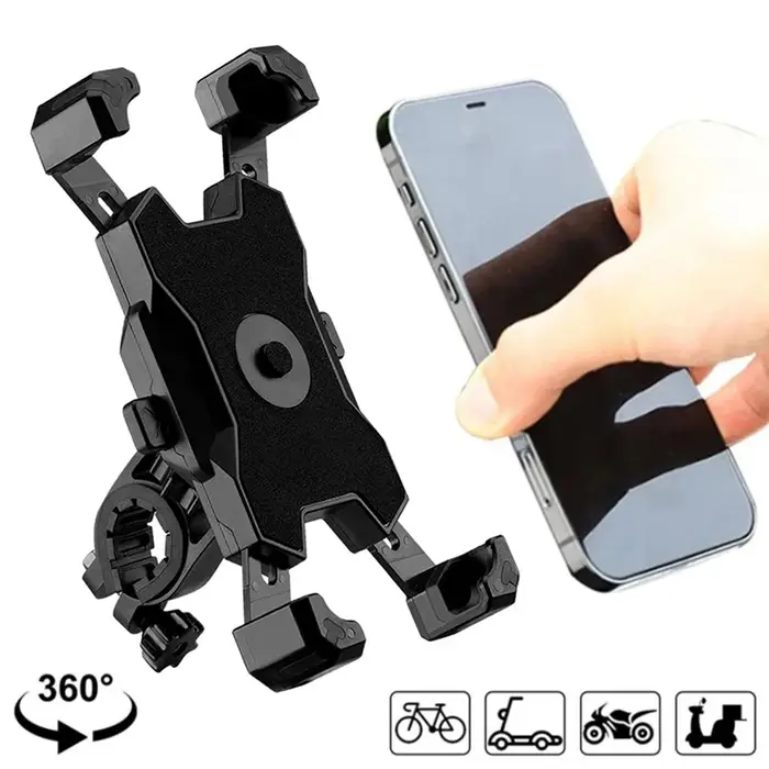 Support de téléphone pour vélo 360° universel rotatif antichoc avec clip GPS pour randonnée moto et photo mobile