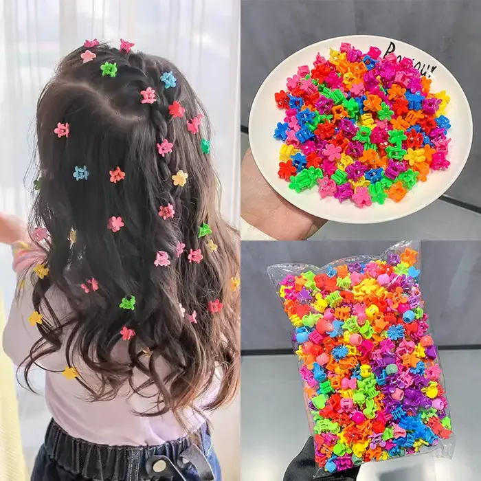 50pcs filles mignon coloré fleur étoile couronne petites griffes de cheveux beaux cheveux décorer pi