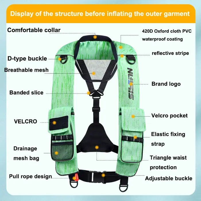 Gilet de sauvetage gonflable automatique, gilet de sauvetage professionnel pour natation et pêche, S