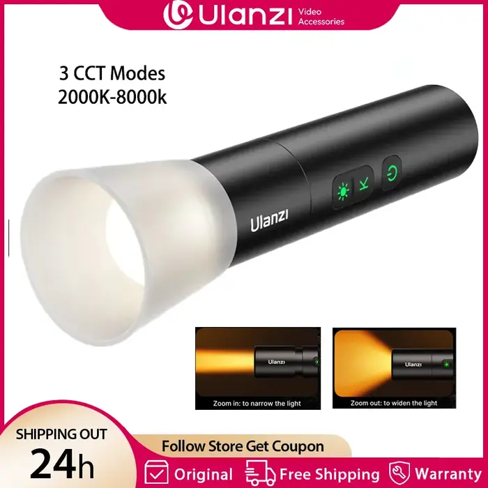 Ulanzi LM07 lampe de poche vidéo Zoomable lumière de photographie bicolore luminosité variable Video