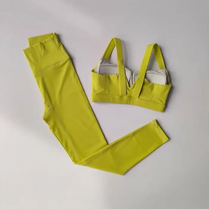Soutien-gorge de yoga sans coutures femme - Ensemble sportif avec leggings taille haute fitness