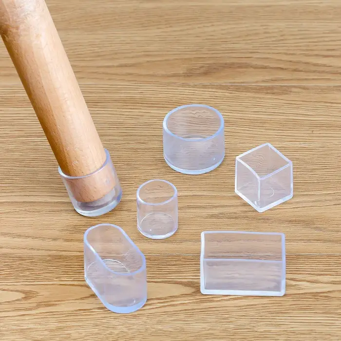 Chaussettes en silicone transparentes pour pieds de chaise, couvre-pieds carrés pour table et sol, c