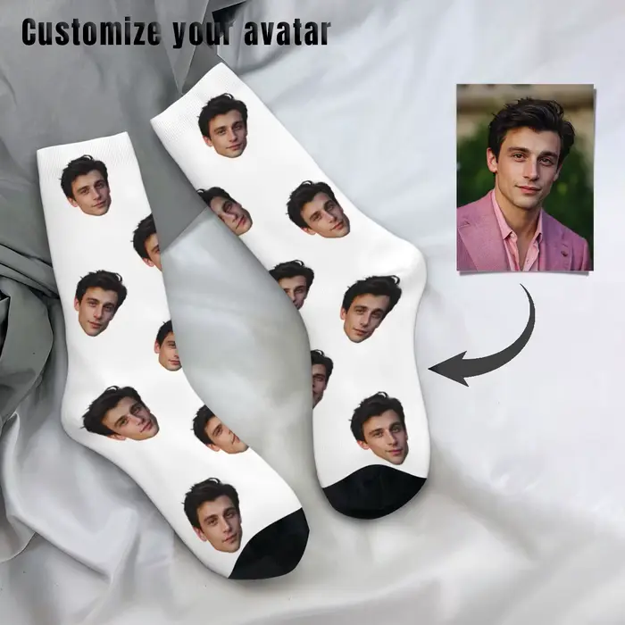 Chaussettes personnalisées en forme de visage unisexes pour homme et femme, chaussettes photo personnalisées pour occasions spéciales, cadeaux d'anniversaire et fêtes familiales
