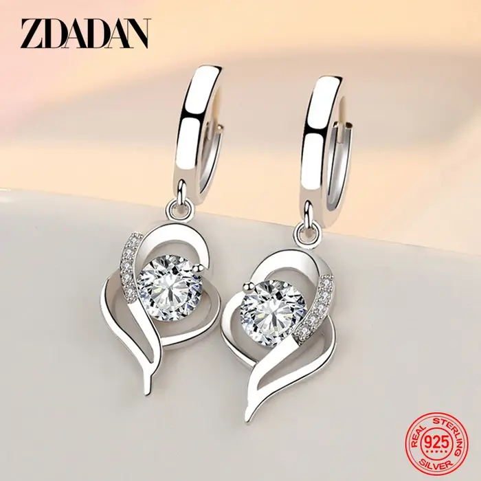 ZDADAN 925 en argent Sterling cristal Zircon boucle d'oreille pour les femmes bijoux de mode