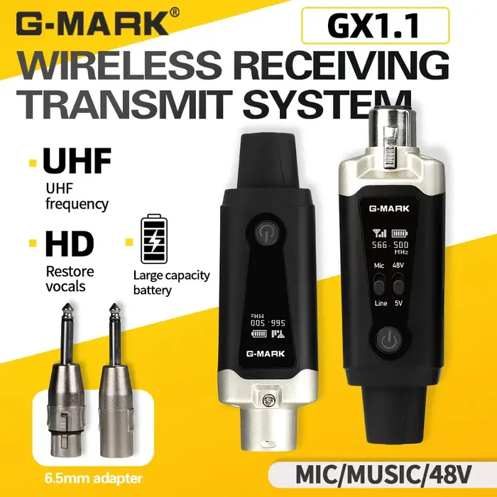 Système de Microphone sans fil G-MARK GX1.1, adaptateur XLR UHF, transmetteur et récepteur Audio à 1